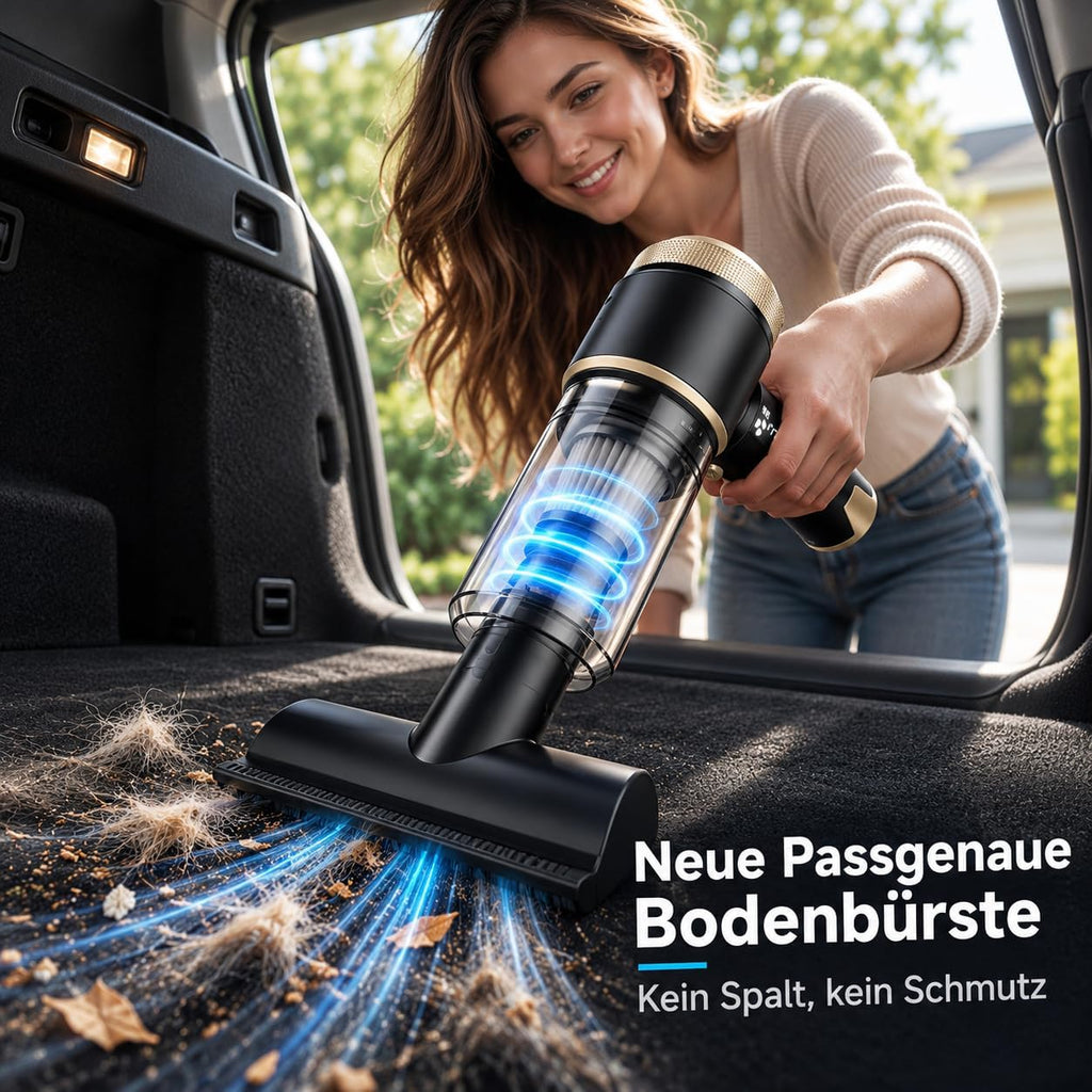 4-in-1 Akku-Handstaubsauger mit 22.000 Pa für Auto und Zuhause, Schwarz-Gold